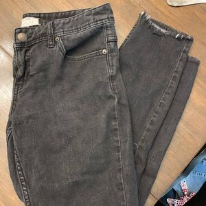 Free people cropped/ripped black jeans